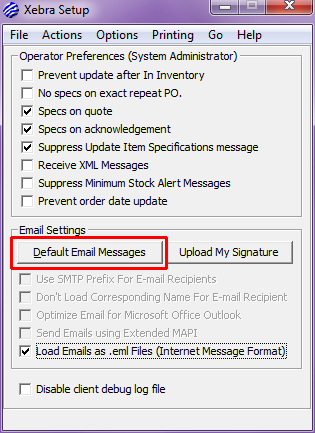 Default Email Message